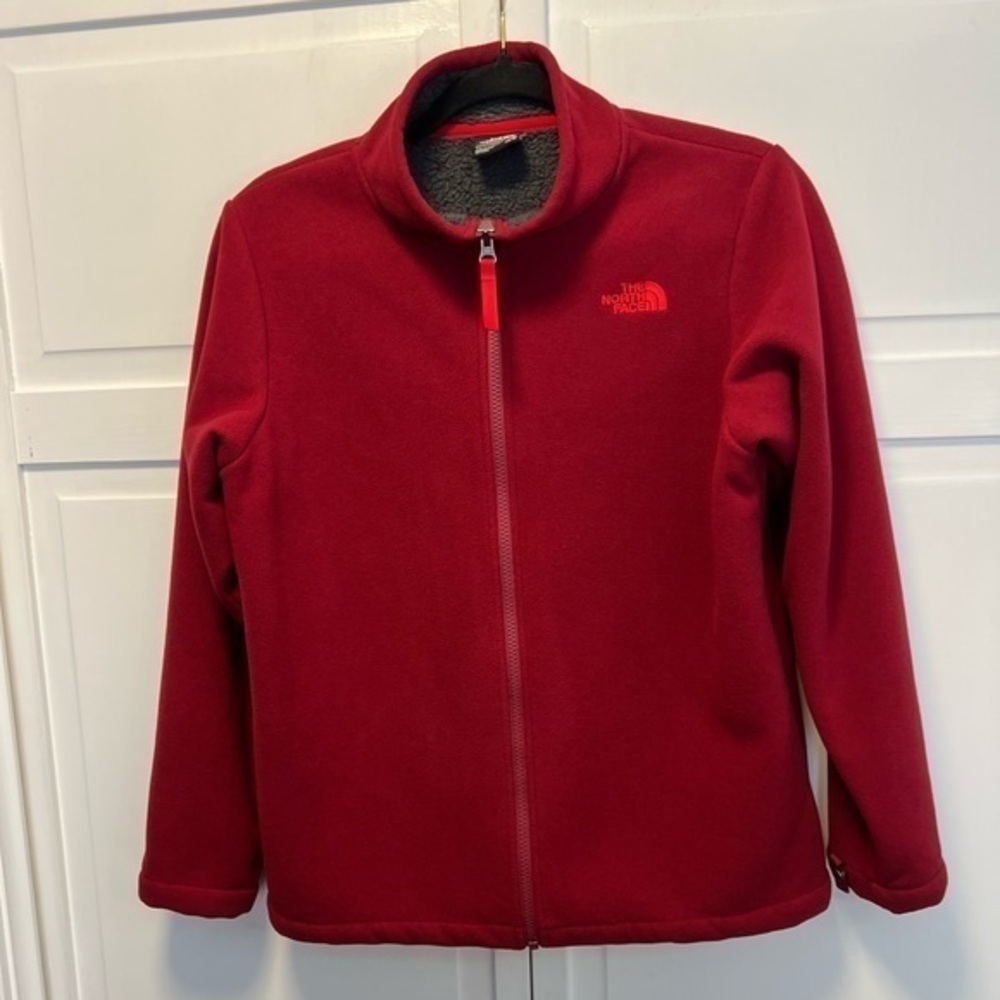 The North Face Fleece Lined Full Zip Jacket Size Boys Large (14-16) Color Red